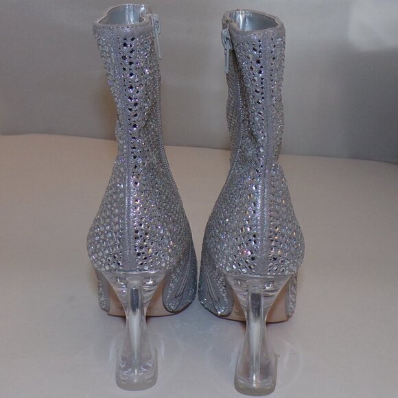 STEVE MADDEN Vivy-r Crystal Boots wclear Lucite Heel sz 6 - Picture 6 of 7